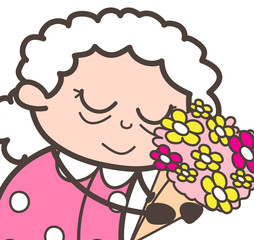 Cartoon Old Lady Reminding Old Memorable Moments Vector Concept
