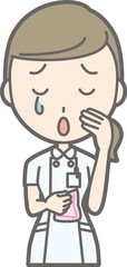 Illustration that a nurse wearing a white suit is crying