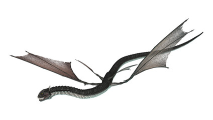 Obraz premium 3D renderowania Fantasy Snake Dragon na białym tle