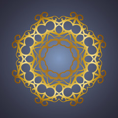 Vector vintage oriental Mandala sign gold frame