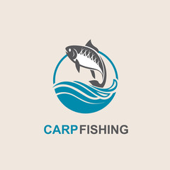 icon of carp fish with waves