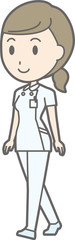 Illustration walking nurses wearing white coats
