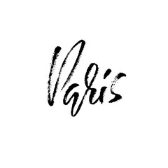 Handwritten lettering poster for your design. Creative typography. Hand drawn inscription. Paris. Vector illustration.