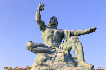 Statue in peace park in Nagasaki