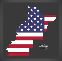Talladega county map of Alabama USA with American national flag illustration