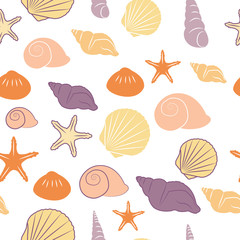 Seashells seamless pattern