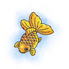 Carp koi fish. Tattoo design. Cartoon illustration, hand drawn style.