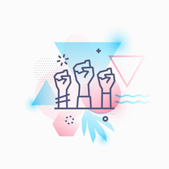 Emblem with fisted hands