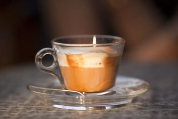 Beautiful glass coffee cup
