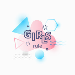 Emblem with girls rule words