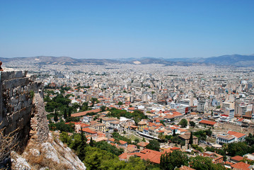 Panorama view from the Acropolis of Athens