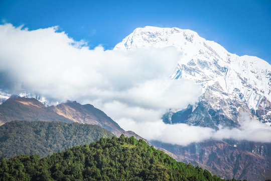 High mountains in the Himalaya, Pokhara, Nepa