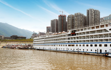 Docked in the Yangtze River cruise