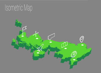 Map United Kingdom isometric concept.