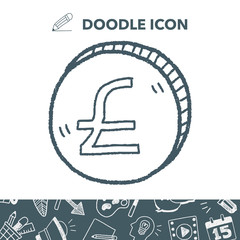 doodle GBP money coin