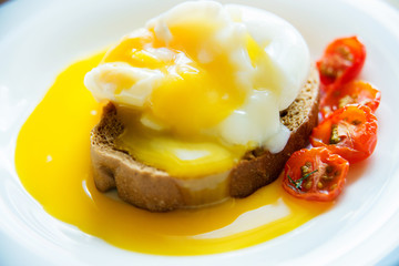 Light and tasty fried egg in plate