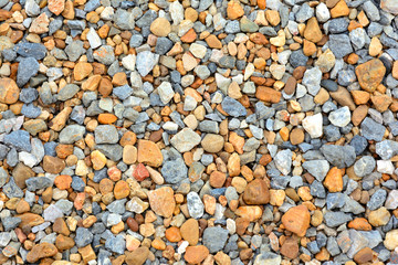 Colorful gravel on the floor, Beautiful pebbles texture background.