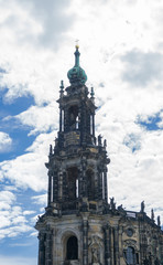 Fototapeta na wymiar Tower of the catholic cathedral in Dresden, Hofkirche, Germany
