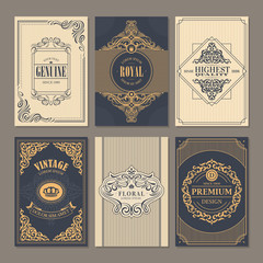 Calligraphic vintage floral cards collection