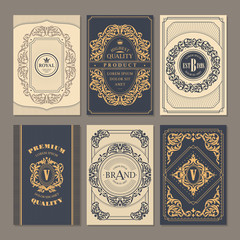 Calligraphic vintage floral cards collection