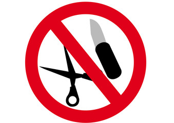 Schild Scharfe Gegenst&auml;nde verboten
