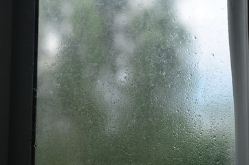 rain water drops on glass, background.Rain on windows texture.