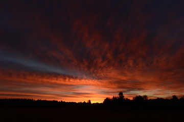 Bright colors of summer sky before dawn in the light of sunrise