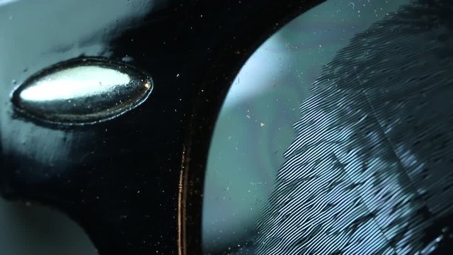 Lens on sunglasses melt, extreme close up