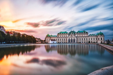 Belvedere palace at sunset in Vienna, Austria - obrazy, fototapety, plakaty