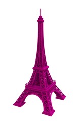 Fototapeta na wymiar Pink eiffel tower on white background, 3D rendering