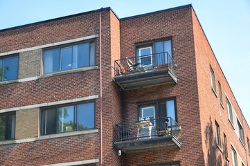Small condo buildings in downtown Montreal, Canada