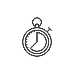 Stopwatch line icon, outline vector sign, linear style pictogram isolated on white. Timer clock symbol, logo illustration. Editable stroke. Pixel perfect vector graphics