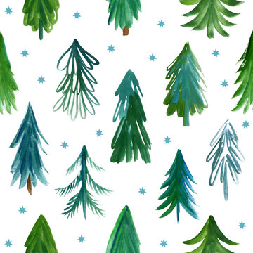 Christmas trees, seamless pattern