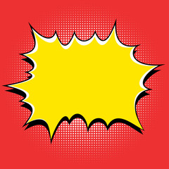 Comic book style yellow burst on red background