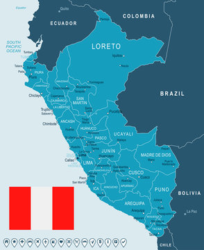 Peru - map and flag illustration