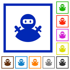 Ninja avatar flat framed icons