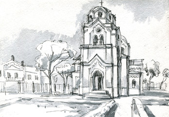 Old church sketch - 167353232