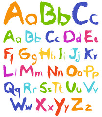Colorful hand drawn vector alphabet