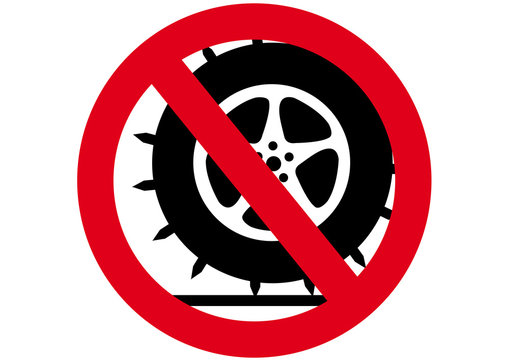 Titel Schild Reifen mit Spikes verboten