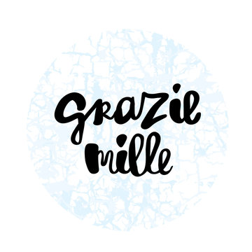 Grazie mille thank you very much in italian lettering design