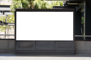 Large blank billboard on a street wall, banners with room to add your own text
