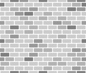 Brick wall seamless pattern, gray on white background.