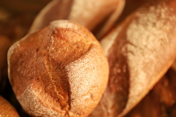 Loaves of delicious bread, closeup
