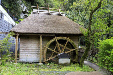 Traditional water mill in Takachiho gorge in Kyushu Japan