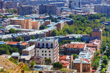 Fototapeta premium Yerevan, Armenia - 26 September, 2016: A view of Yerevan from Cascade complex in sunny day