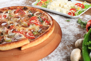 Mixed italian pizza presentation