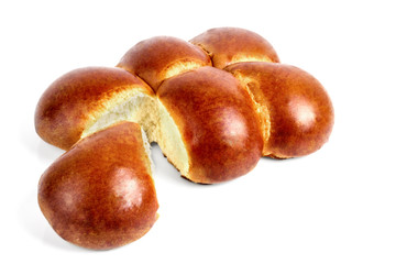 Freshly baked pastries on a white background