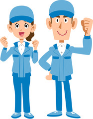 作業員　スタッフ　男女　全身
