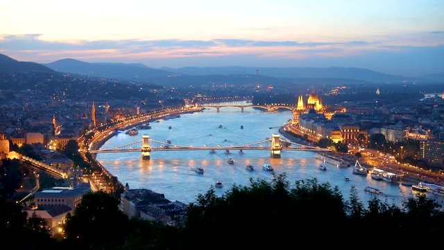 Budapest city panorama at dusk