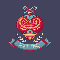 Czech language. Vesele Vanoce. Christmas message. 